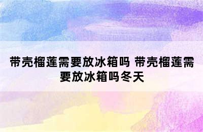 带壳榴莲需要放冰箱吗 带壳榴莲需要放冰箱吗冬天